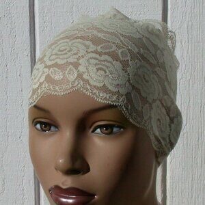 Creamy Off White Fashionable Fun Lace Tube Cap Headband